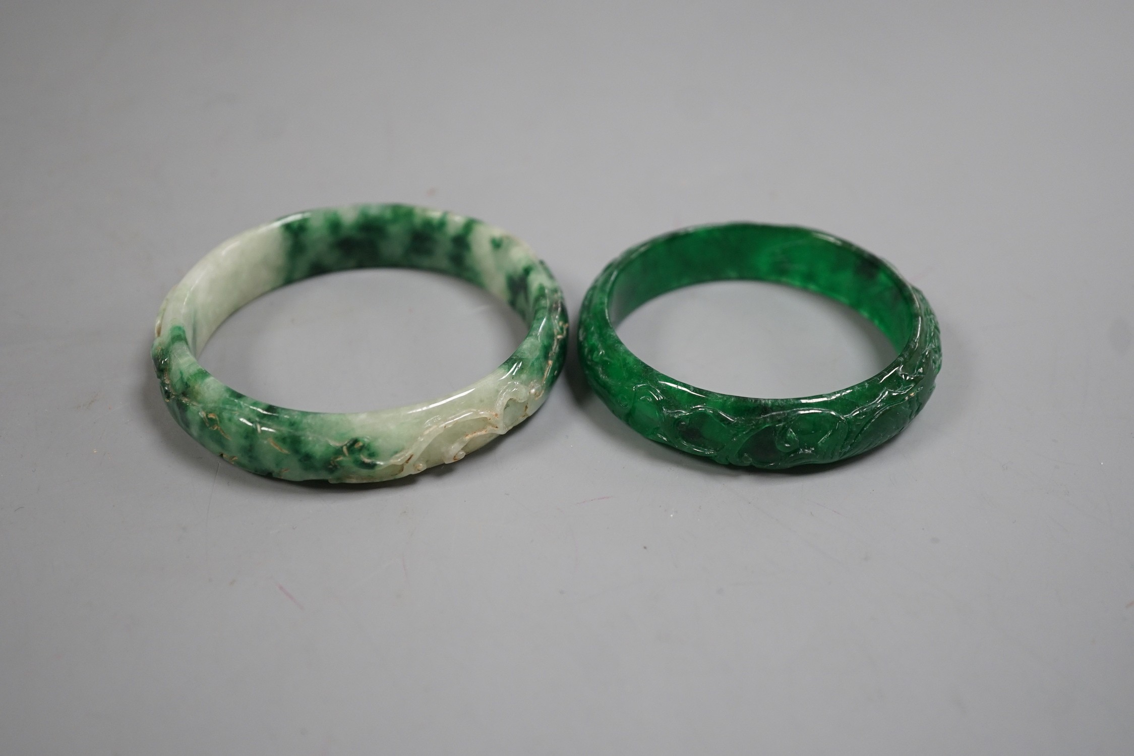 Two Chinese jadeite bangles